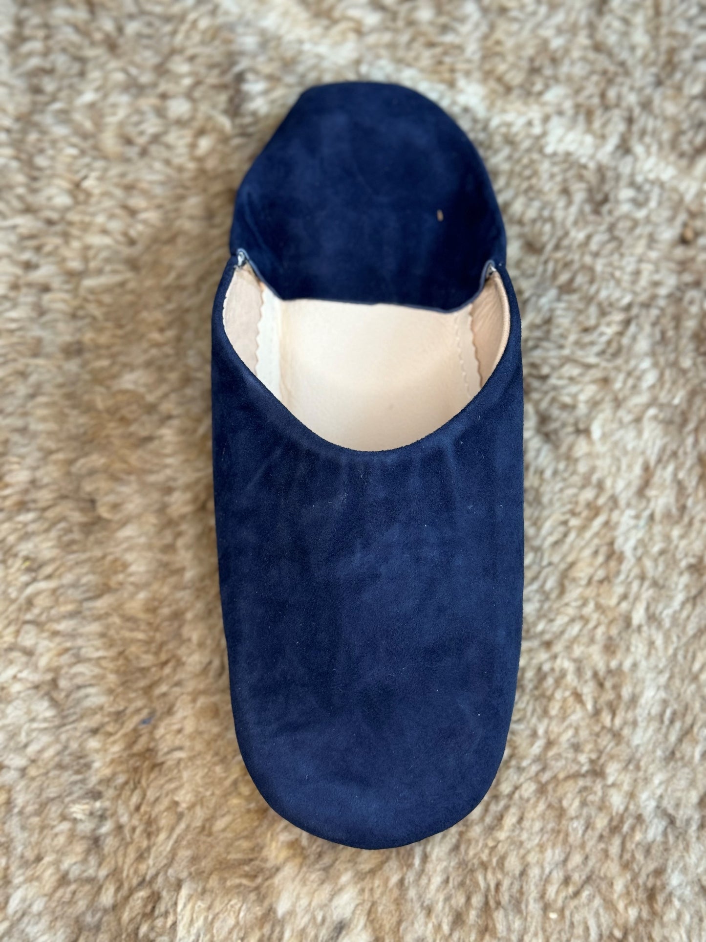 Babouches Hommes en daim bleu marine