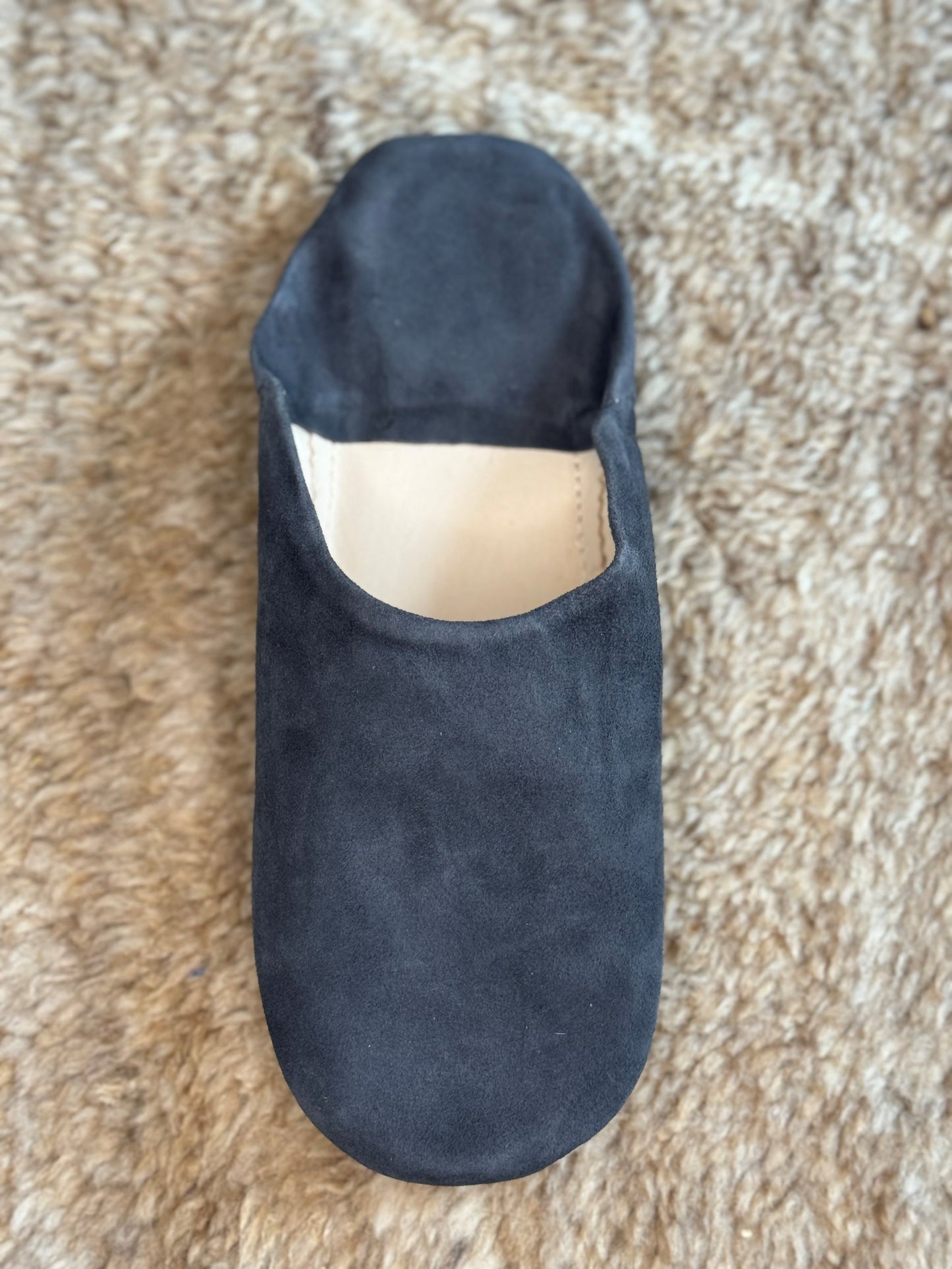 Babouches Hommes en daim gris ardoise